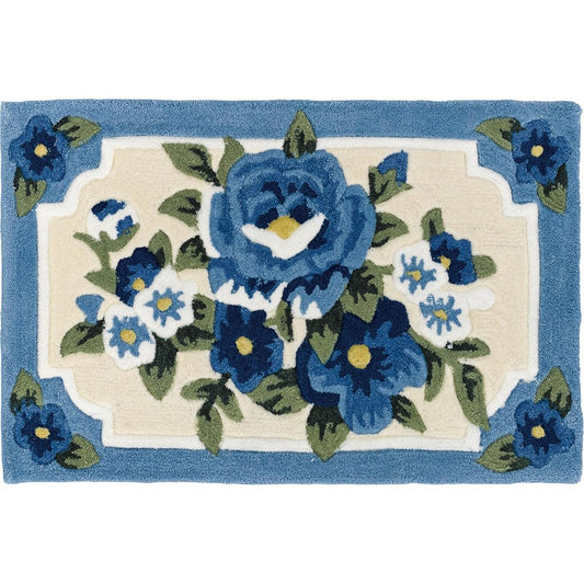 Hagiwara Entrance Mat Mat "Karen" Blue Approx. 65X110 270048625