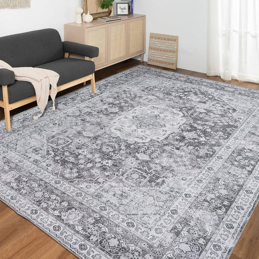 DECOMALL Carpet 3 Tatami Persian Carpet Style Rug Mat 200x250CM Washable All Seasons Anti-Slip Gray Dust Mite Resistant Odor Resistant Compatible with Floor Heating