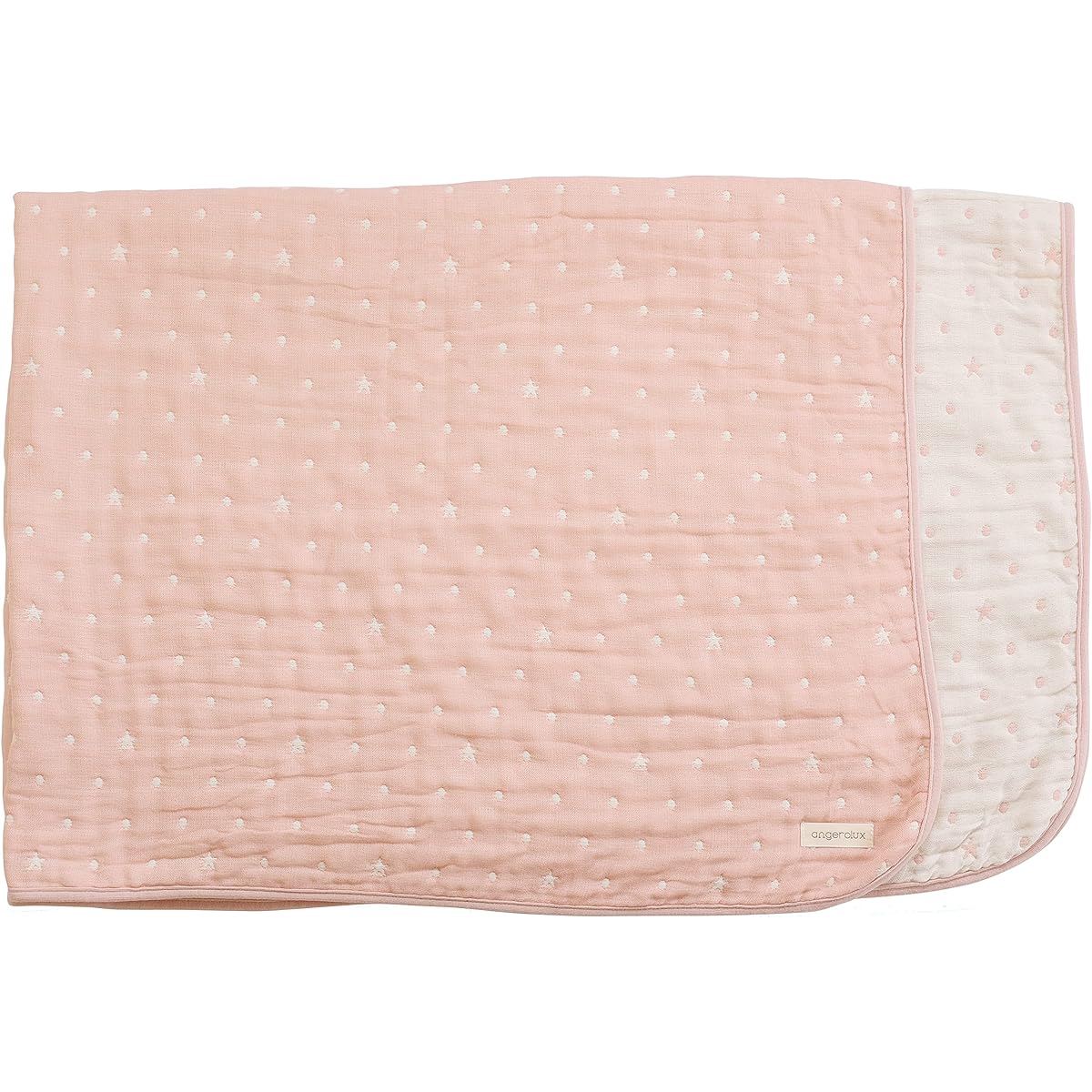 angerolux towel blanket nap blanket swaddle star 6-layer gauze blanket [Made in Japan] Pale pink L