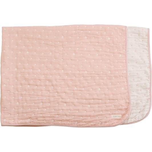 angerolux towel blanket nap blanket swaddle star 6-layer gauze blanket [Made in Japan] Pale pink L