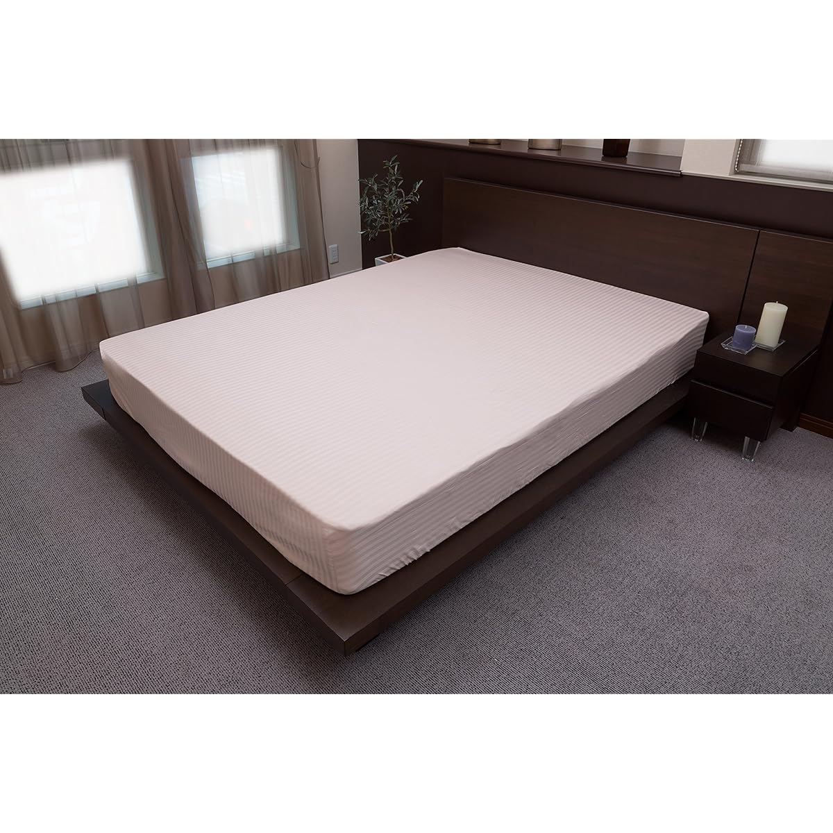 Hotel Style Satin Stripe Cover Regina Bed Sheets (Box Type) Queen Size Pink HS44050-127