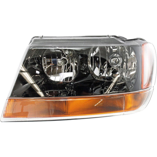 Headlight assembly 1999-004-2004 Jeep Grand Cheroke Halogen Black Interior Harness Driver seat side