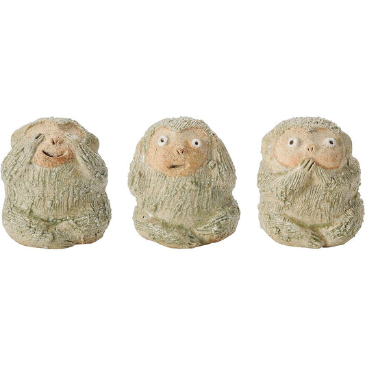Marui Seito Shigaraki Ware Hechimon Arado Ornament Three Monkeys