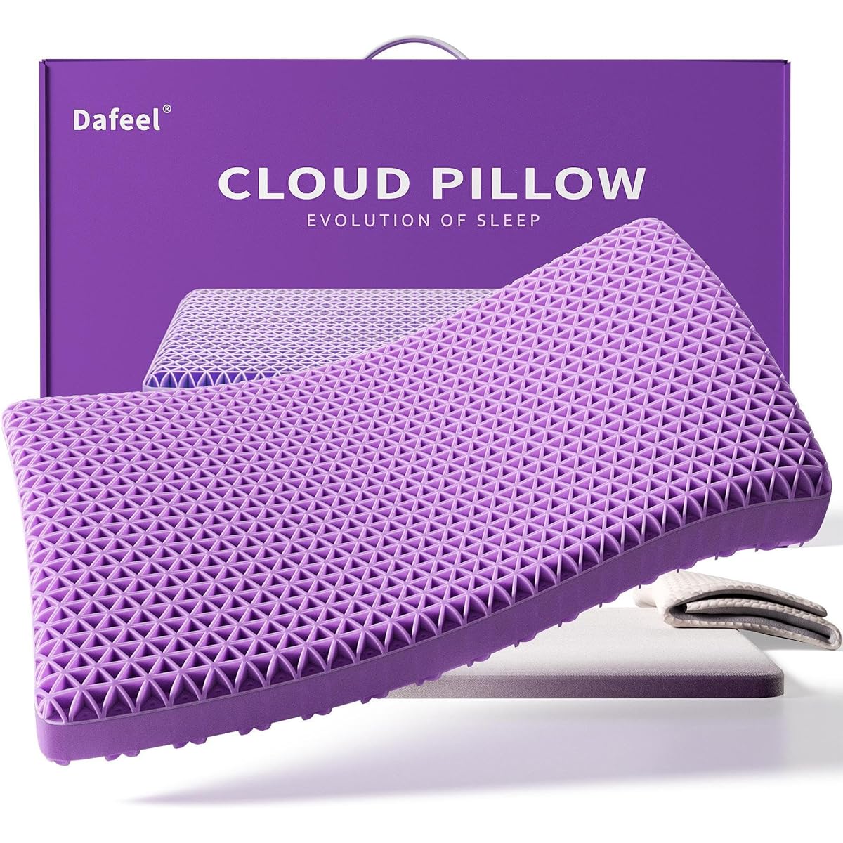 Dafeel Zero Gravity Gel Pillow, Pillow, Shoulder Comfort Pillow, Memory Foam, Washable, Large Size, Suitable for Side Viewing, Non-stuffy, Good Sleep Pillow, Restful Sleep Pillow, Gel Pillow, Ergonomic, Height 7.5-11cm, For Ladies, Flat Cloud, Pillow Cov
