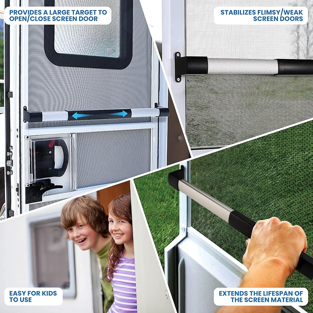 CAMP'N Universal RV Screen door Crossbar handle 21 5/8 inches to 28 5/8 inch Most common travel trabel trailers, camping cars, and camping cars.