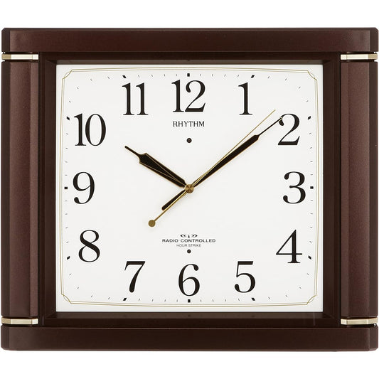 RHYTHM Wall Clock Radio Clock Analog Every Hour with Time Signal Brown RHYTHM Nemurina M494R 4MN494RH06