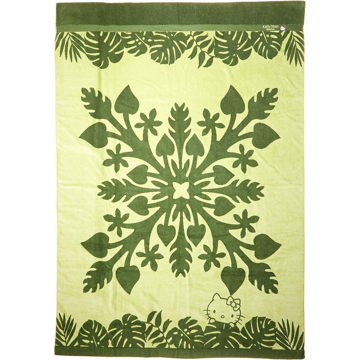 [Cathy Mom Island Style] Towel Blanket Hawaiian Quilt Pattern Botanical Kitty Series Puanani Women's 86110002C Green Approx. Width 140 x Height 190cm