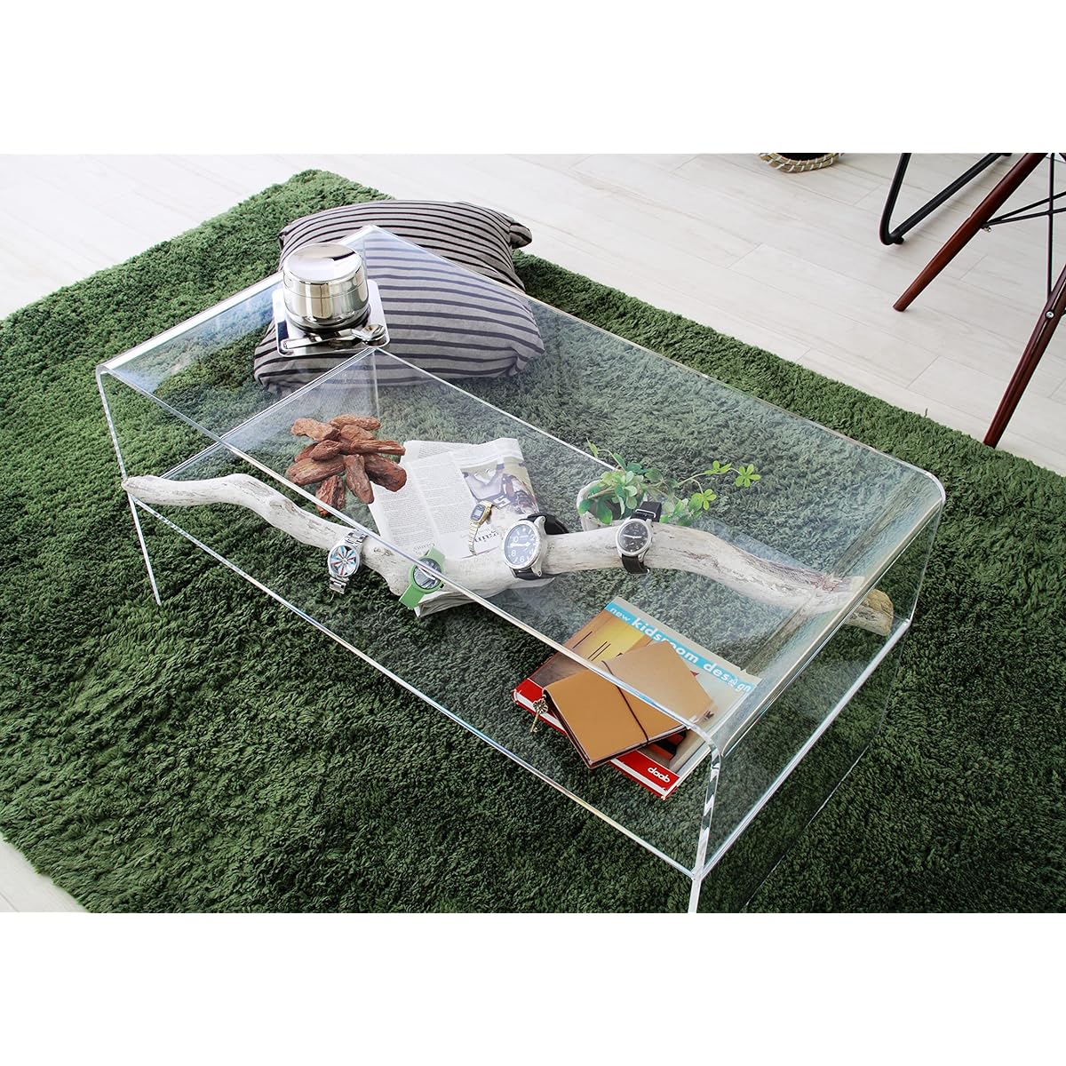 Pallet Life Table Center Table Acrylic Table with Shelf 80 x 40