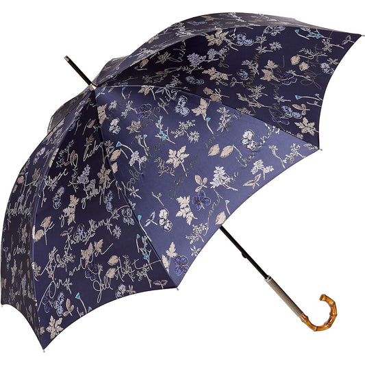 [Jill Stuart] AURORA JI-11031-31 Botanical foil letter print satin long umbrella for women