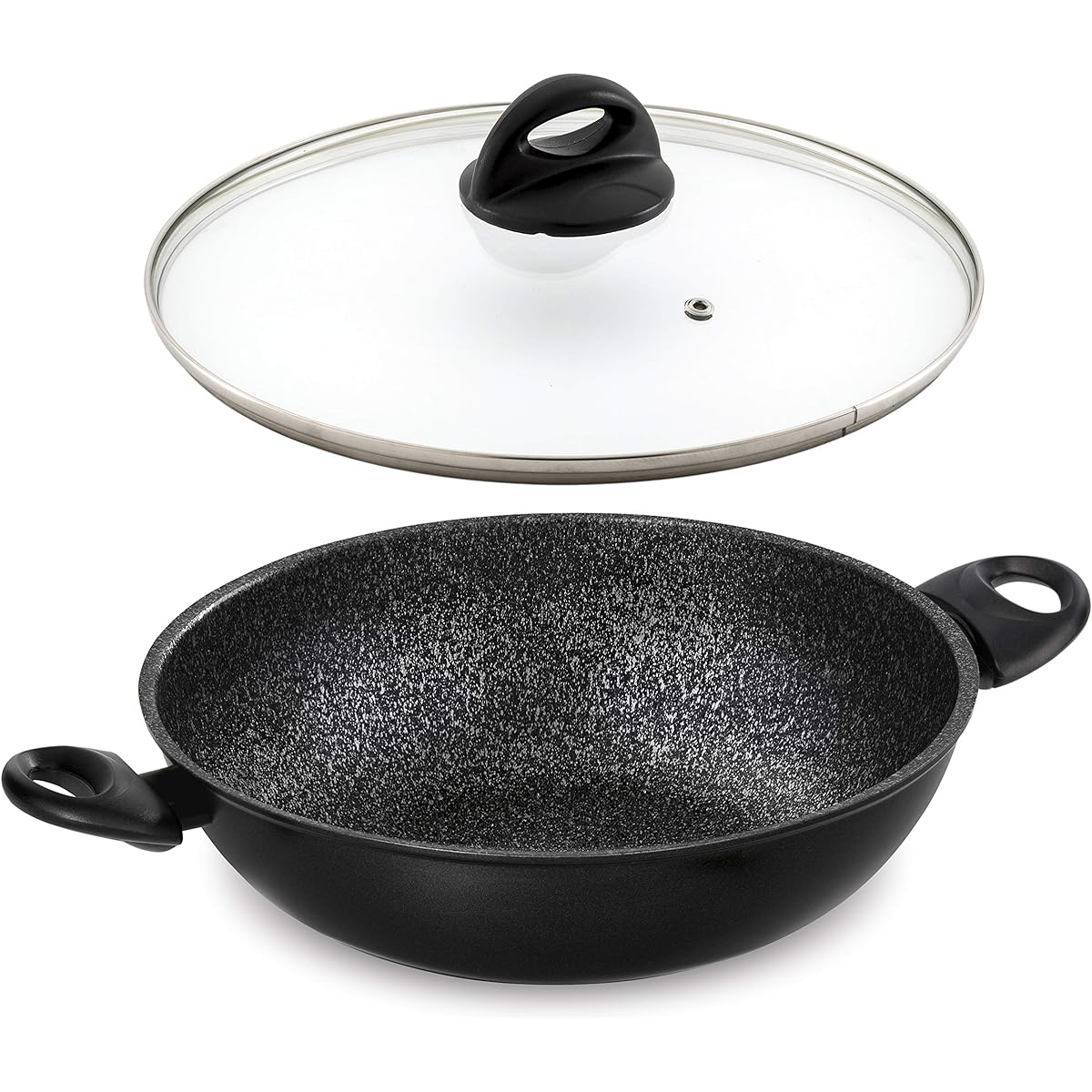 Barazzoni Two-handed pot black ∅28 x H6.4cm with lid Low casserole DOLOMITICA EXTRA 85510402892-L