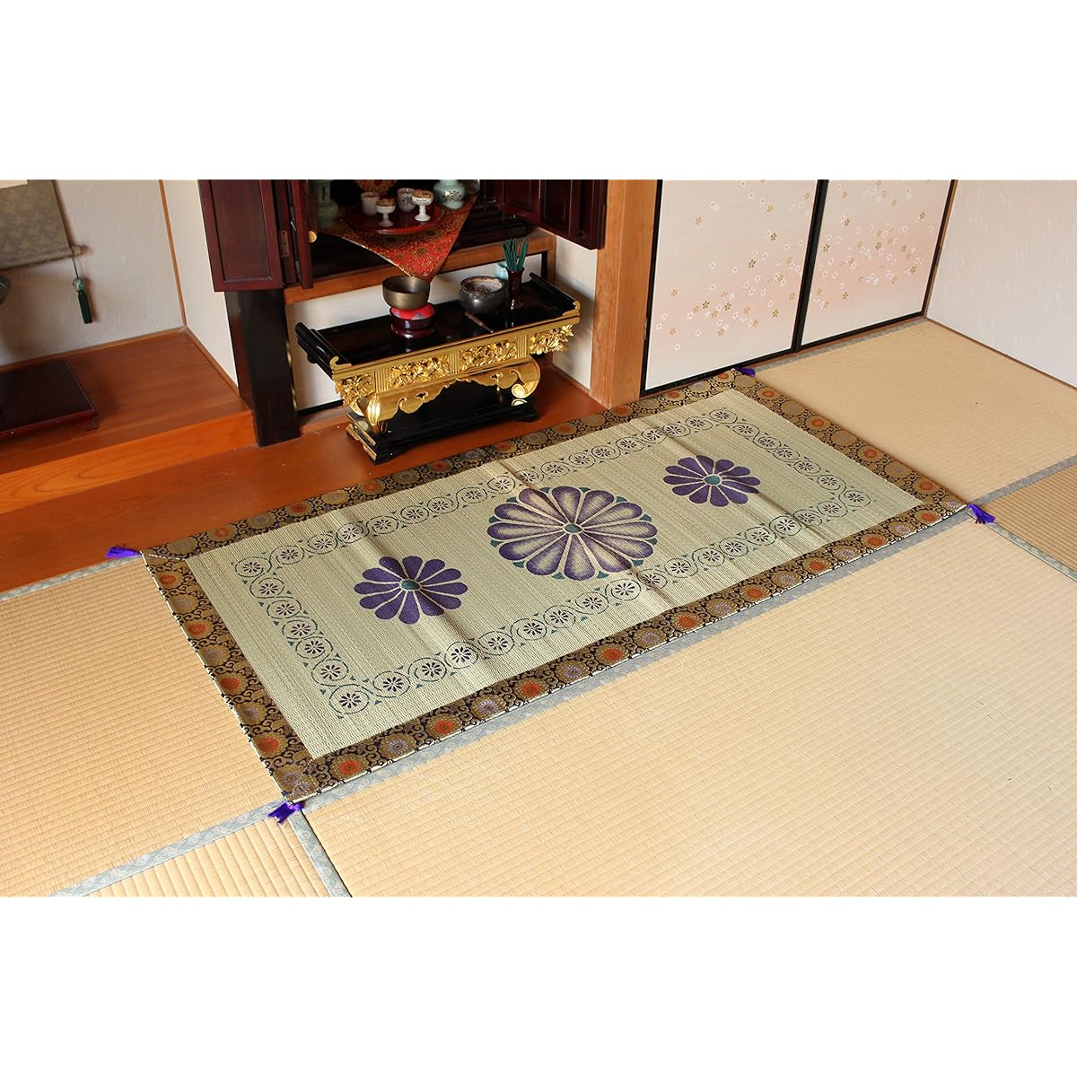 Ikehiko Corporation Ikehiko Igusa Buddhist Altar Made in Japan Shosoin Yuzen Printed Gozengoza Approx. 88 x 180cm #3108039