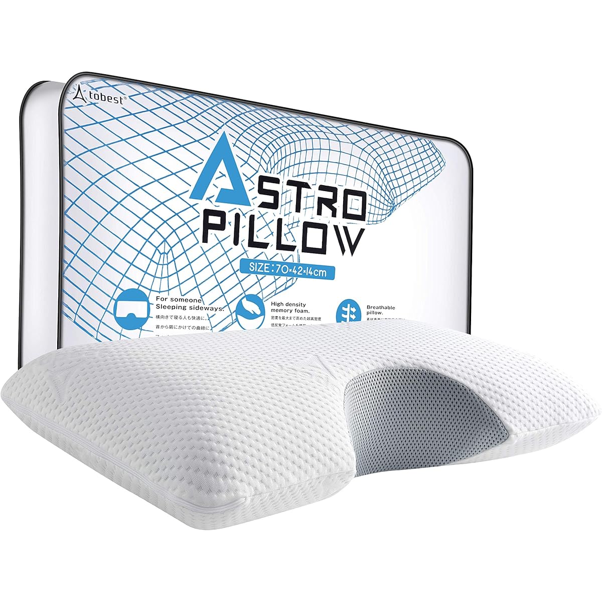 [Feel like floating in space] Pillow, ultra-dense, low-resilience, sleep-friendly pillow, compatible with side-facing positions, 48D, body pressure dispersion, cervical spine stabilization, no bottom, washable cover tobest 42x70cm, white