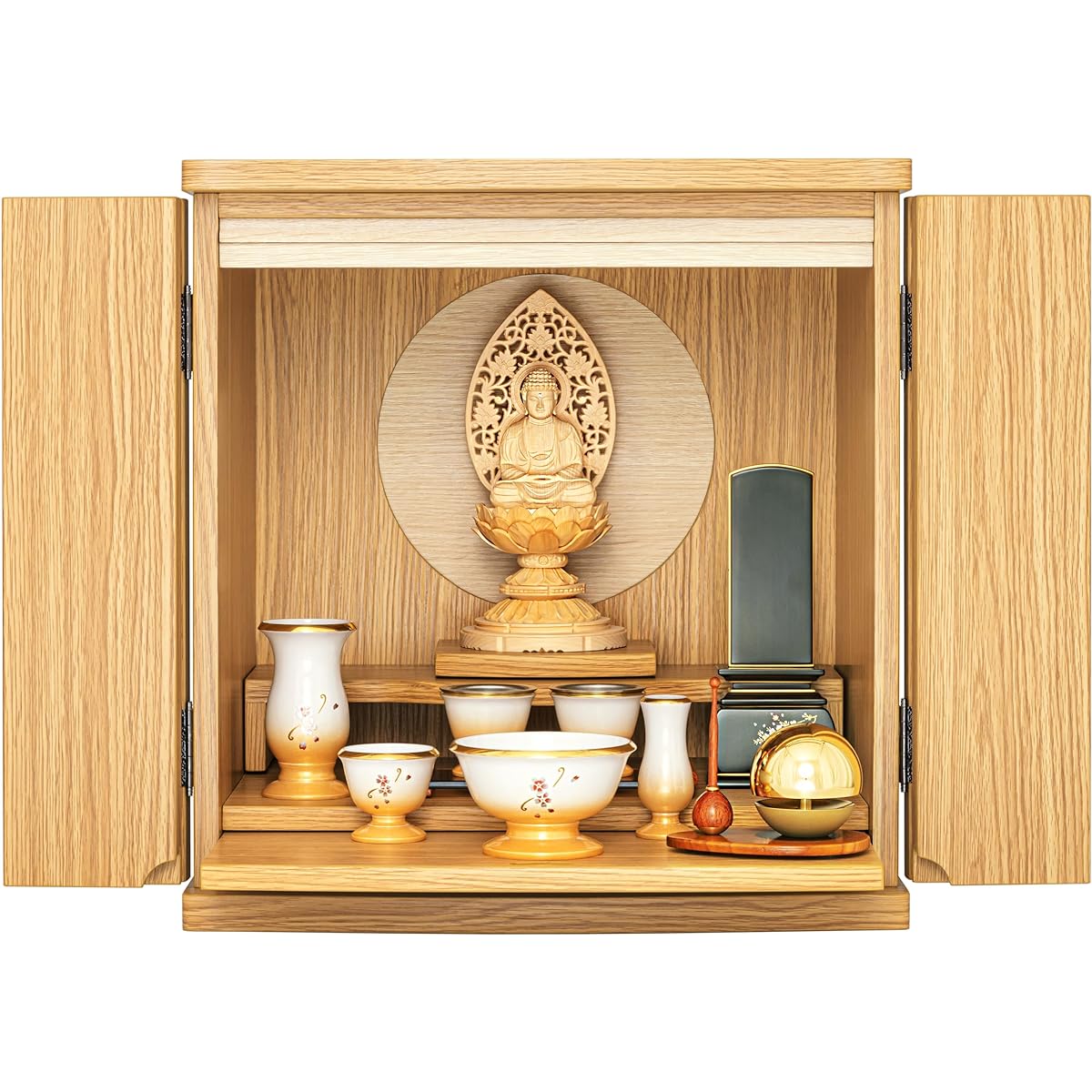 Mini Buddhist altar [Width 36cm Depth 30cm Height 38cm] Removable Shumidan Furniture style Buddhist altar Modern Mini Stylish Compact Tendai sect Shingon sect Jodo sect Jodo Shinshu Rinzai sect Soto sect Nichiren sect Material Mini type [Tsukizuku Ash]