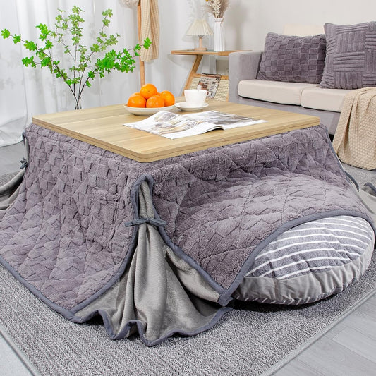 JEMA Space Saving Kotatsu Futon Kotatsu Comforter Kotatsu Cover Single Comforter Thin Cover Square Fluffy Fluffy Warm and Warm Winter Washable Non-shedding Boa Fleece Material Approx. 180x180cm (Suitable Table Size 75-80x75-80cm) Washable Jacquard Gray
