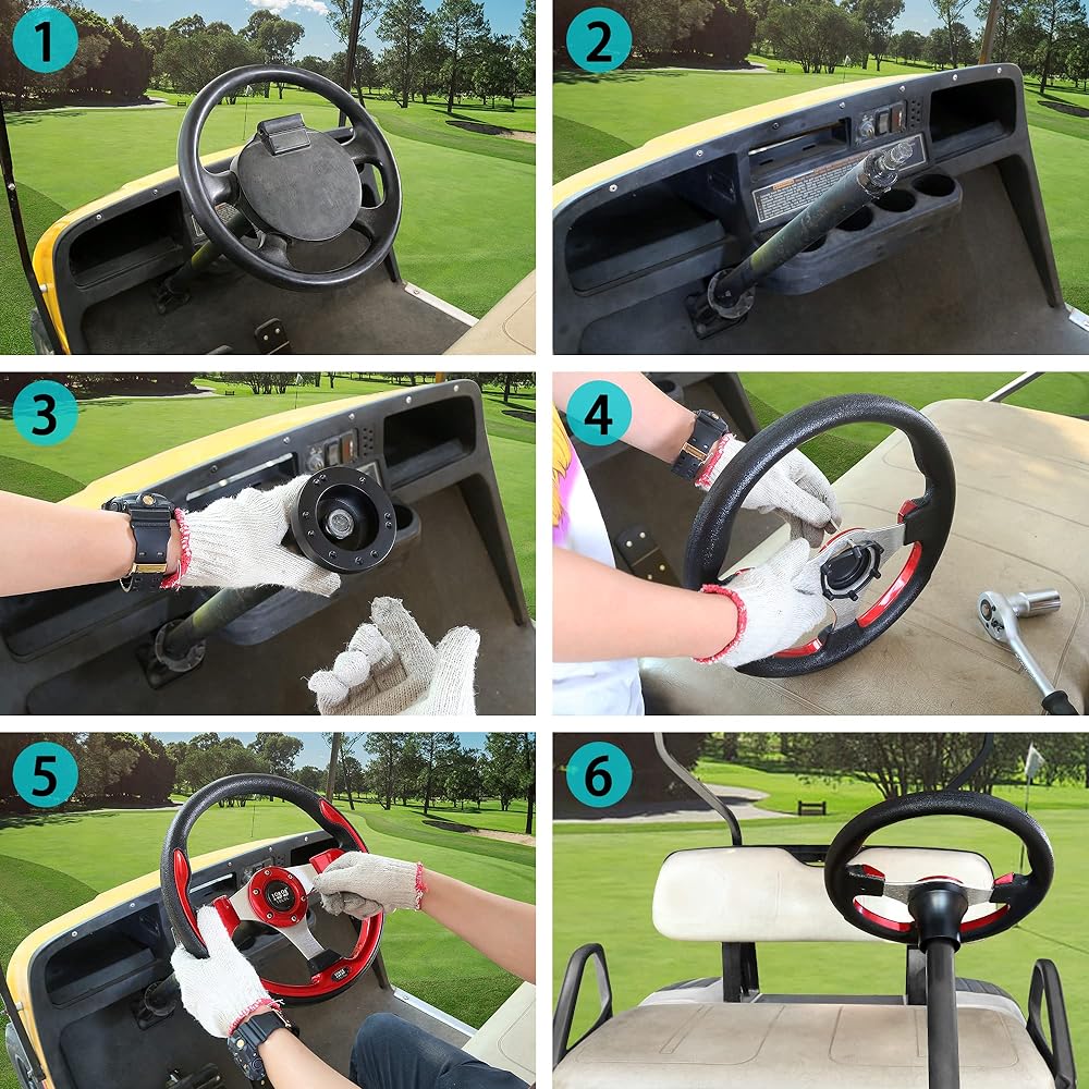 10L0L Golf Carts Steering Wheel or Adapter Golf Cart Club Car DS & Presedent For EZGO RXV & TXT and Yamaha Carbon Fiber