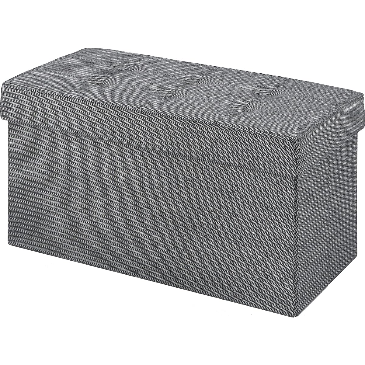 Fuji Boeki Storage Bench Folding Width 76 x Depth 38 x Height 40cm Gray Herringbone Pattern Ottoman Storage Box Load Capacity 150kg Fabric Dino 85888