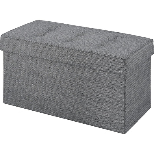 Fuji Boeki Storage Bench Folding Width 76 x Depth 38 x Height 40cm Gray Herringbone Pattern Ottoman Storage Box Load Capacity 150kg Fabric Dino 85888