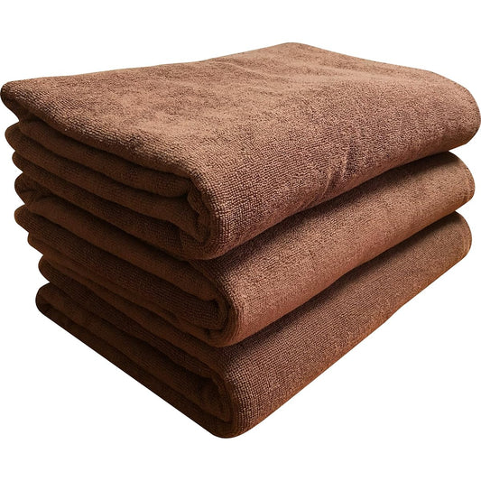 Destyle Extra Large Bath Towel Commercial Towel Professionally Selected Brown Set of 3 Approx. 100 x 200cm