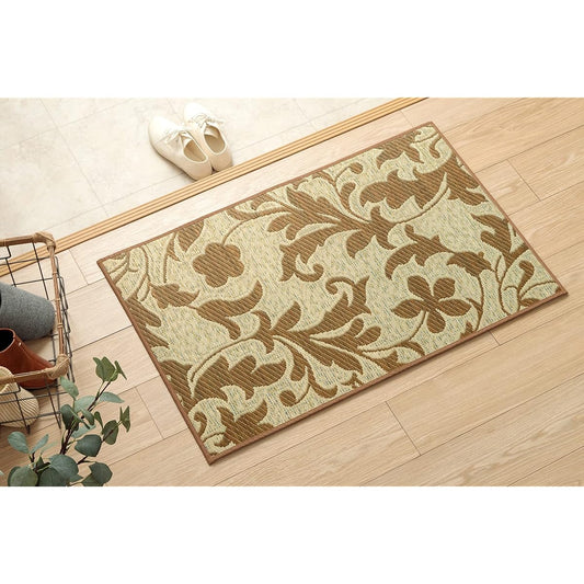 Ikehiko Corporation Ikehiko Rush Entrance Mat Rug Rectangle F Nem Beige Approx. 70 x 120cm Humidity Adjustment Antibacterial and Deodorizing Effect Made in Japan Made in Kyushu Anti-Slip 1081980024704