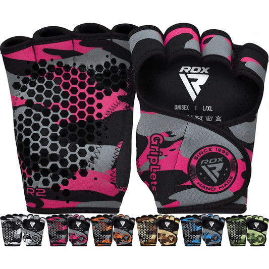 RDX Weightlifting Gym Gloves Anti-Slip Long Strap Muscle Training Pull Up Chin Up Powerlifting Workout (Pink, XS/S)