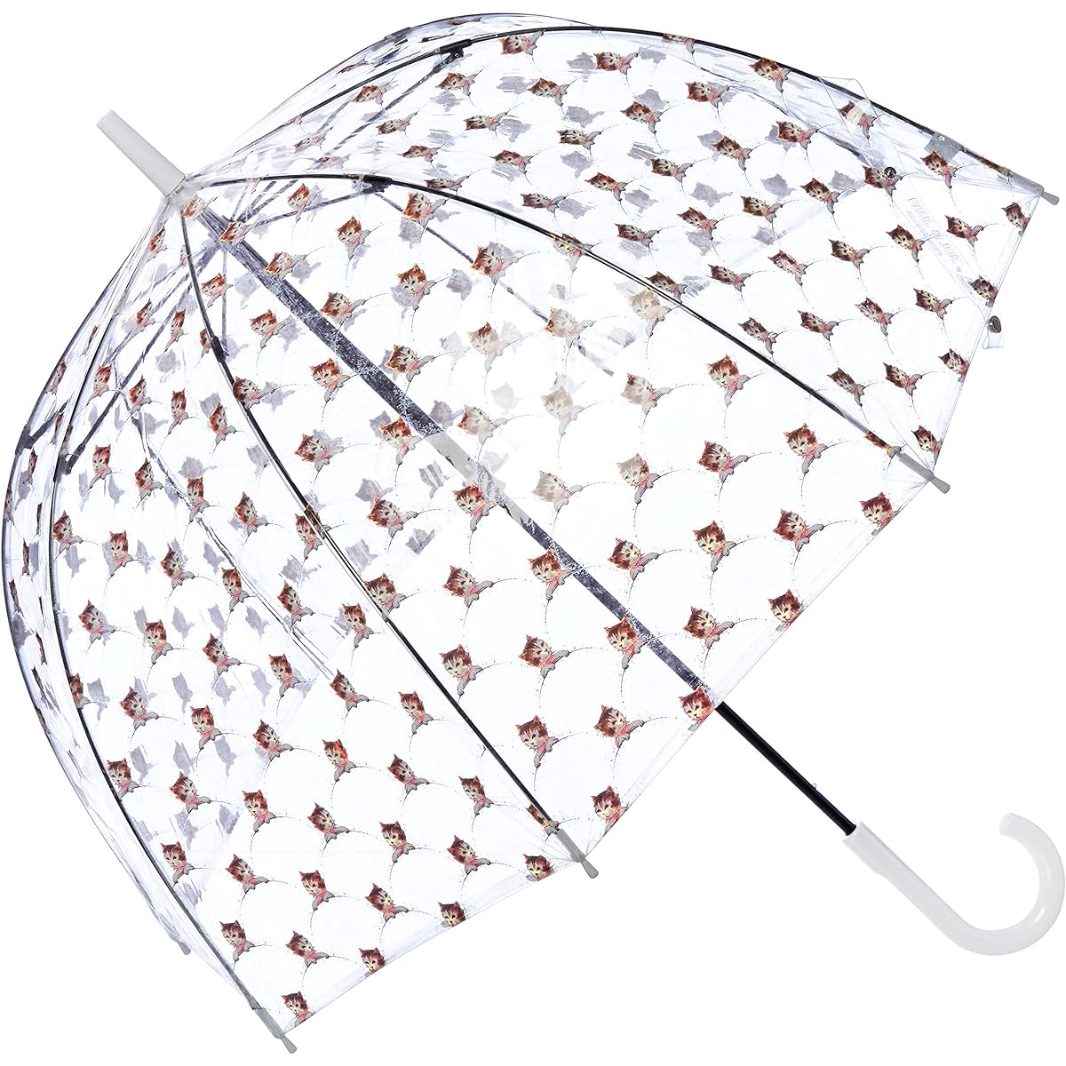 [Fulton] Umbrella, Women's Umbrella, Floral Pattern, Cat, Transparent Print, Cute Cat, Women's, White, Japan, Rib Length: 65cm, Total Length: Approx. 93cm, Diameter: Approx. 82cm, Weight: Approx. 490g (-)
