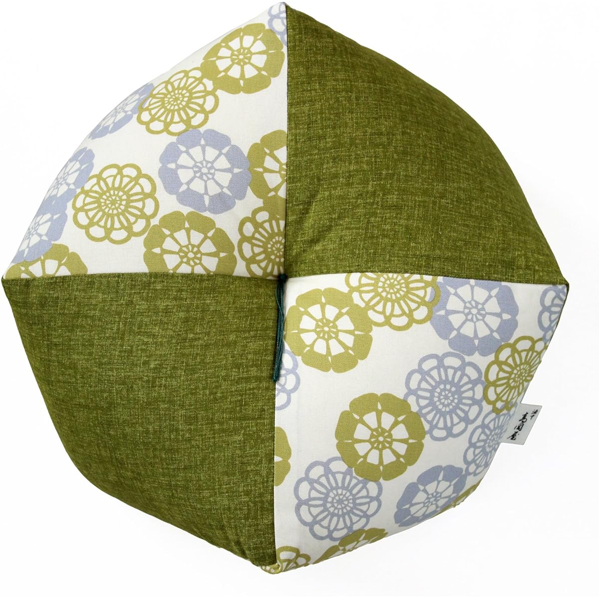 Ojami cushion M size Kyoto Rakuchu Takaokaya (floral green x moe yellow)