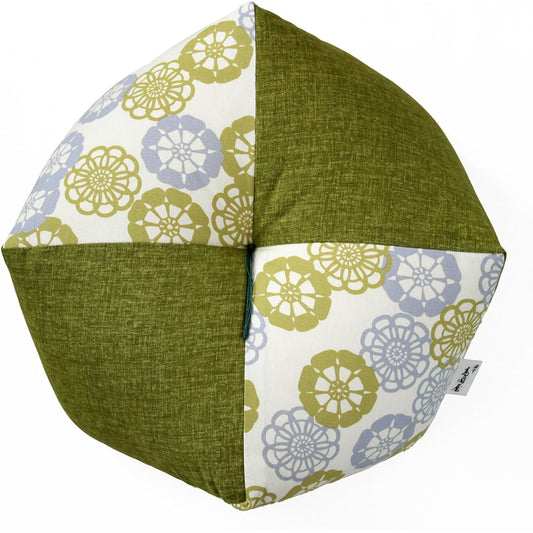 Ojami cushion M size Kyoto Rakuchu Takaokaya (floral green x moe yellow)