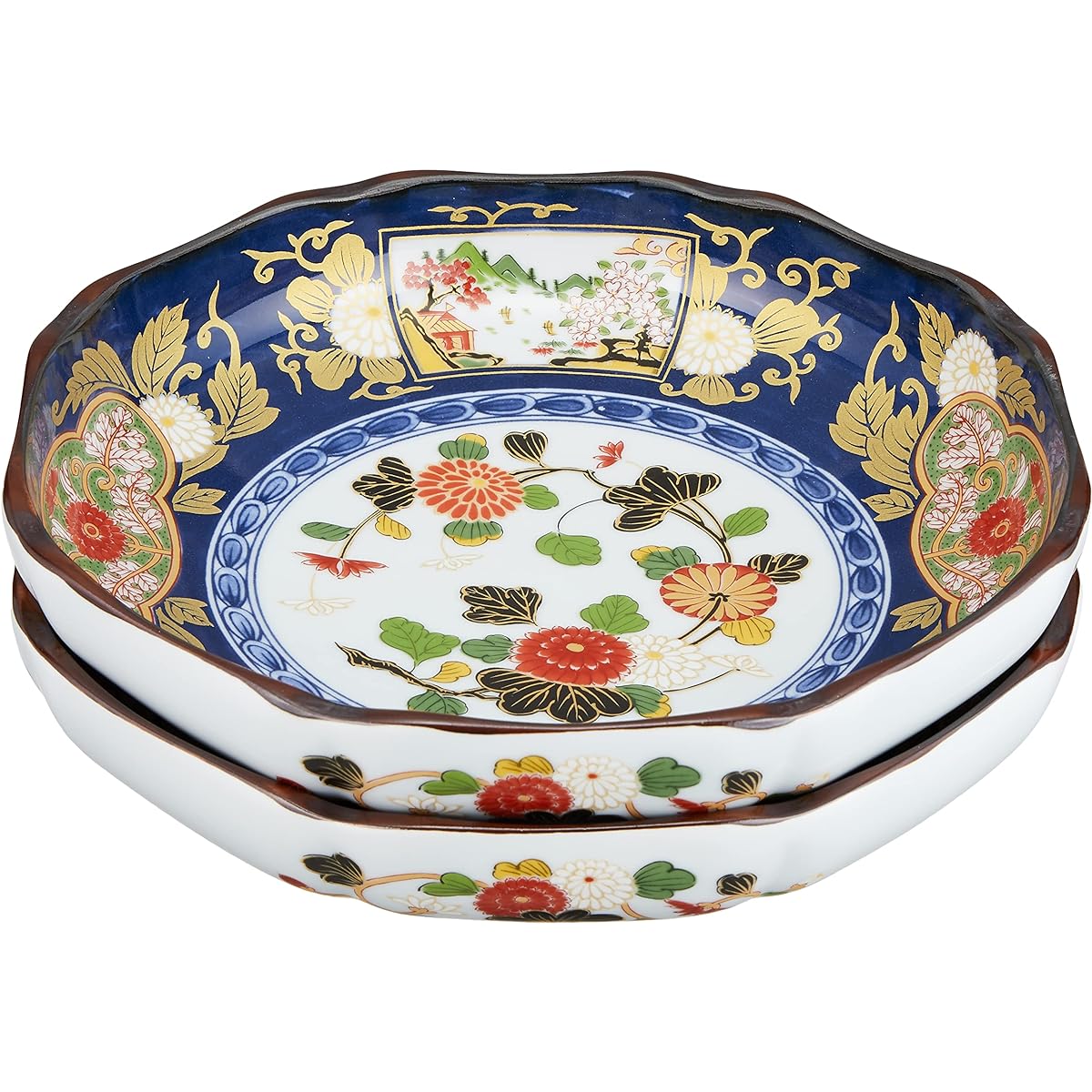 Ranchant Set of 2 Eight-inch Octagonal Plates Multi 1802-613701/23.4x23.4x5.4cm Presentation Old Imari Arita Ware Made in Japan