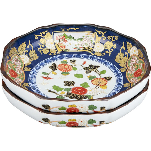 Ranchant Set of 2 Eight-inch Octagonal Plates Multi 1802-613701/23.4x23.4x5.4cm Presentation Old Imari Arita Ware Made in Japan