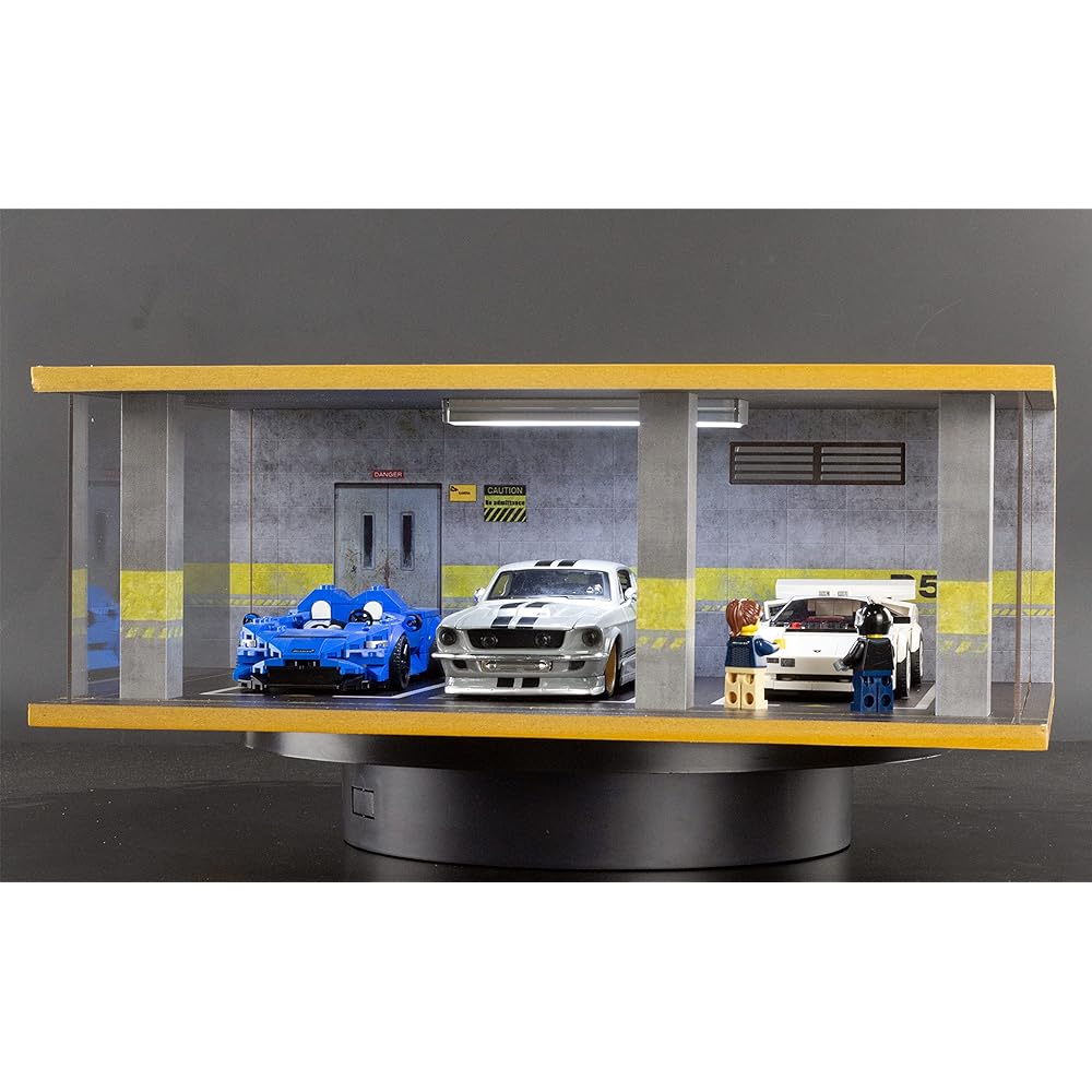1/24 Scale Die Cast Car Garage Display Case Transparent acrylic cover and LED lighting D5 style for 3 parking spaces (1/24-3pd5)