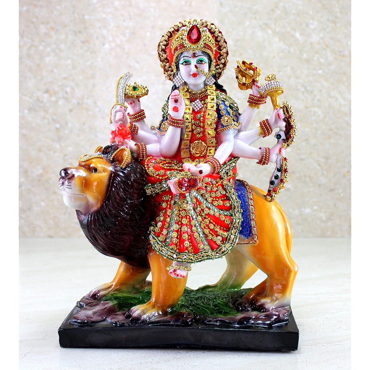 eSplanade Resin Maa Durga Mata Rani Sherawali Murti Idol Statue Sculpture 8 X 11.5 Inch
