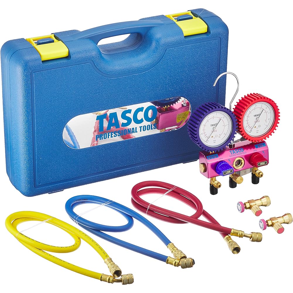 Ichinen TASCO TA122FA R410A/R32 manifold set (with gauge cover)
