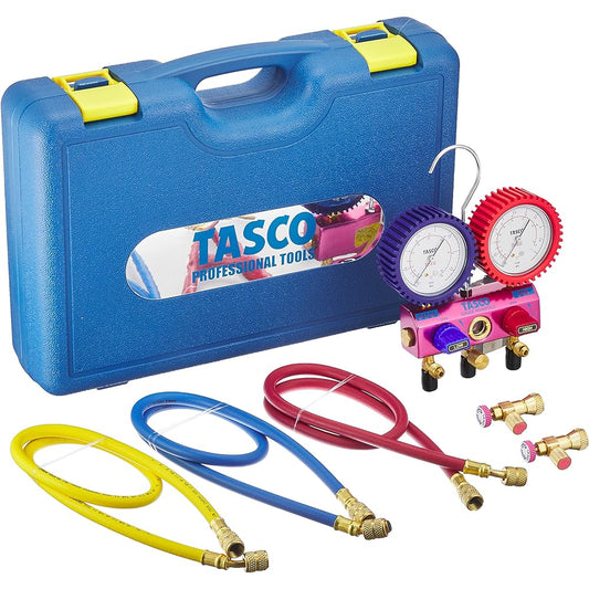 Ichinen TASCO TA122FA R410A/R32 manifold set (with gauge cover)