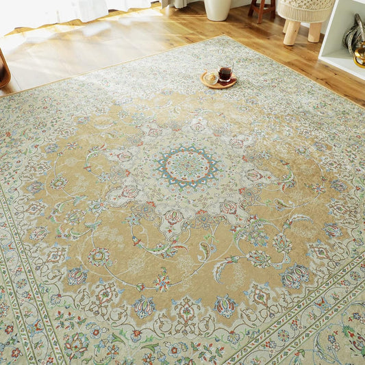 Glam Style Persian Rug Rug Carpet Washable 2 Tatami Mats 190x190cm Beige