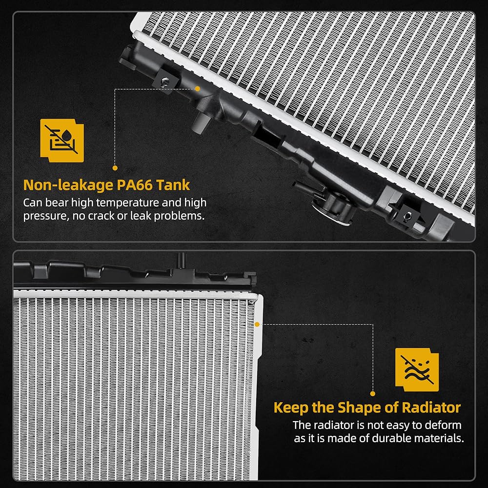 The radiator is compatible with the 2001-2006 Hyundai Erantra, 2003-2008 Hyundai Tibron 2.0L 2.7L L4 V6 DWRD1007