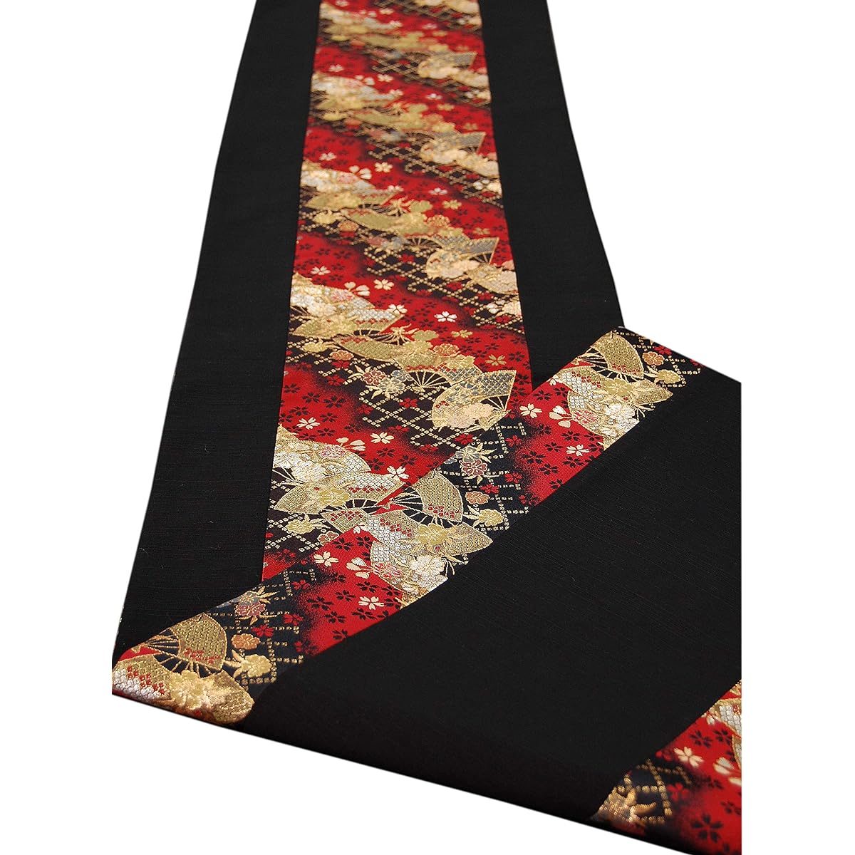 Japanese Style Kimono Table Runner Reversible Brocade Obi Boxed 150cm (Fan)
