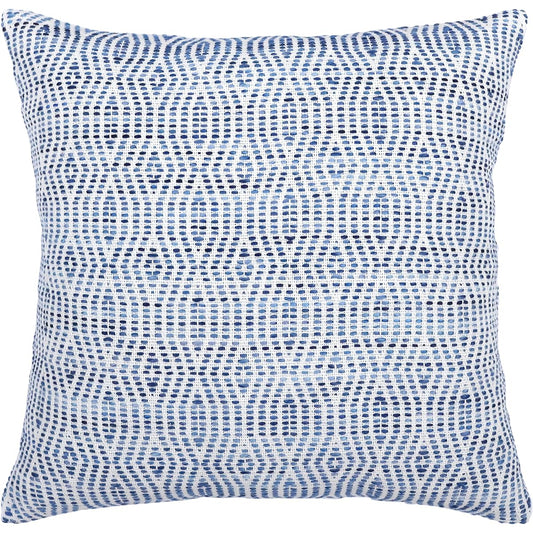 Woven Virtues Blue and White Soft Decorative Cushion Cover - Set of 2, Luxurious Hand Woven, Delicate and Fashionable, Organic and Comfortable Feel, Blue and White Diamonds in Length 50 x 50 cm