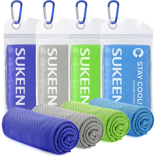 Sukeen Cooling Towel Set of 4 100x30cm Cooling Towel Soft and Breathable Cooling Towel Microfiber Towel for Yoga Sports Running Gym Workout Camping Fitness Workout and Other Activities