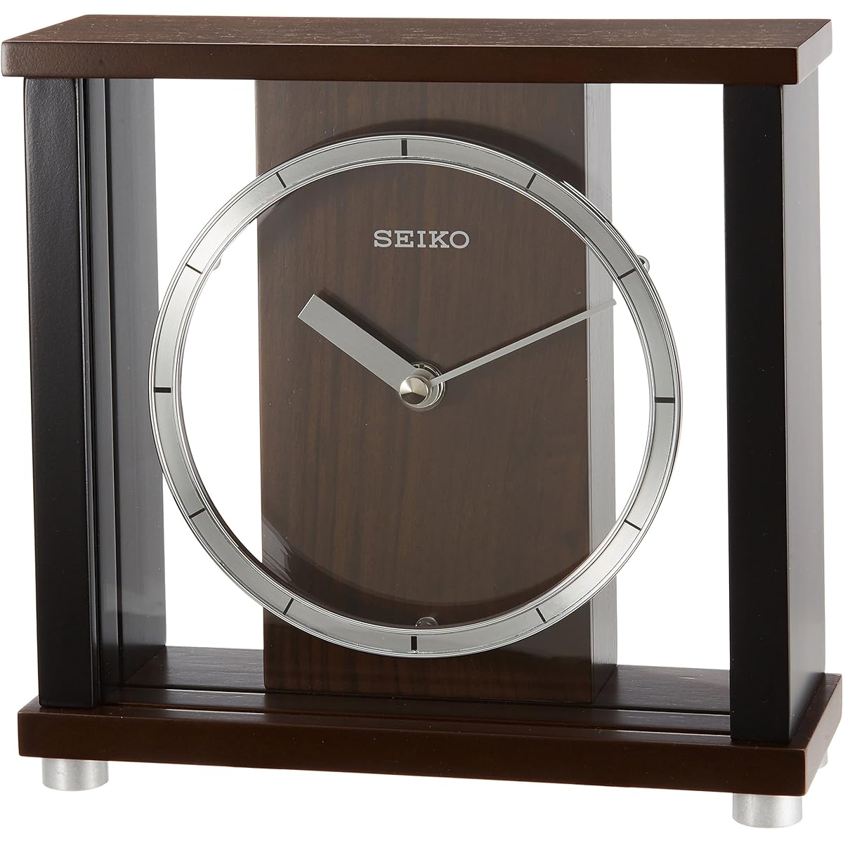 Seiko Clock Seiko Clock Table Clock Analog Wooden Frame Dark Brown Wood BZ356B SEIKO