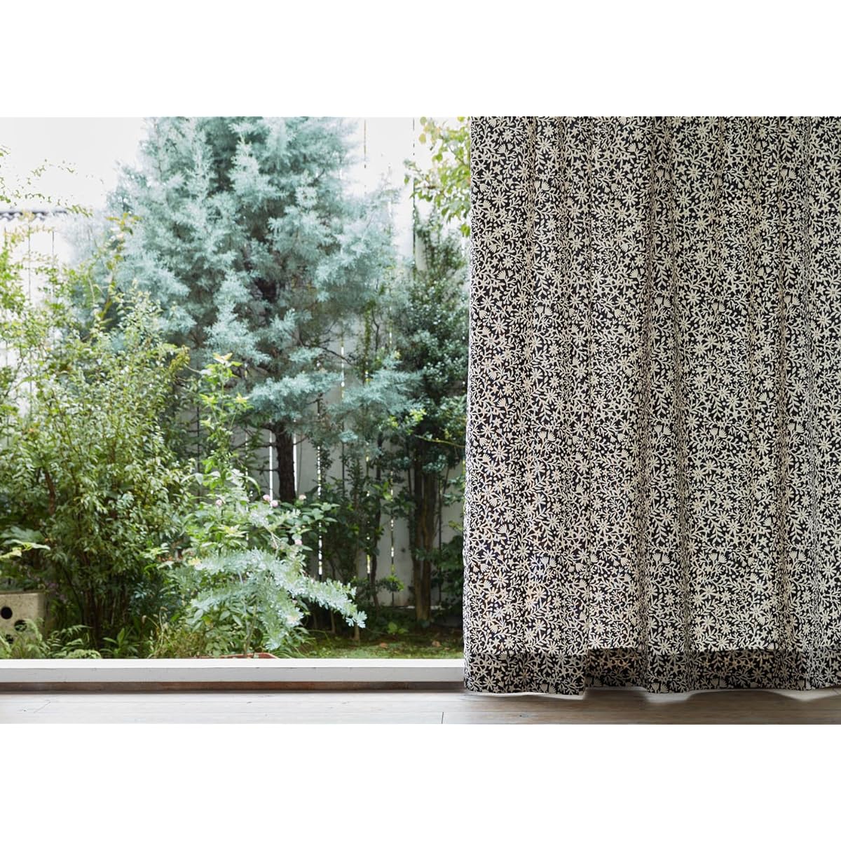 Quarter Report Curtains available from 16 sizes Kiriecobana Black Width 100 x Length 200cm Set of 2 Cotton Linen [Made in Japan] (Rieko Oka)