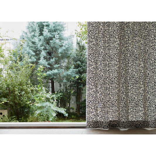 Quarter Report Curtains available from 16 sizes Kiriecobana Black Width 100 x Length 200cm Set of 2 Cotton Linen [Made in Japan] (Rieko Oka)