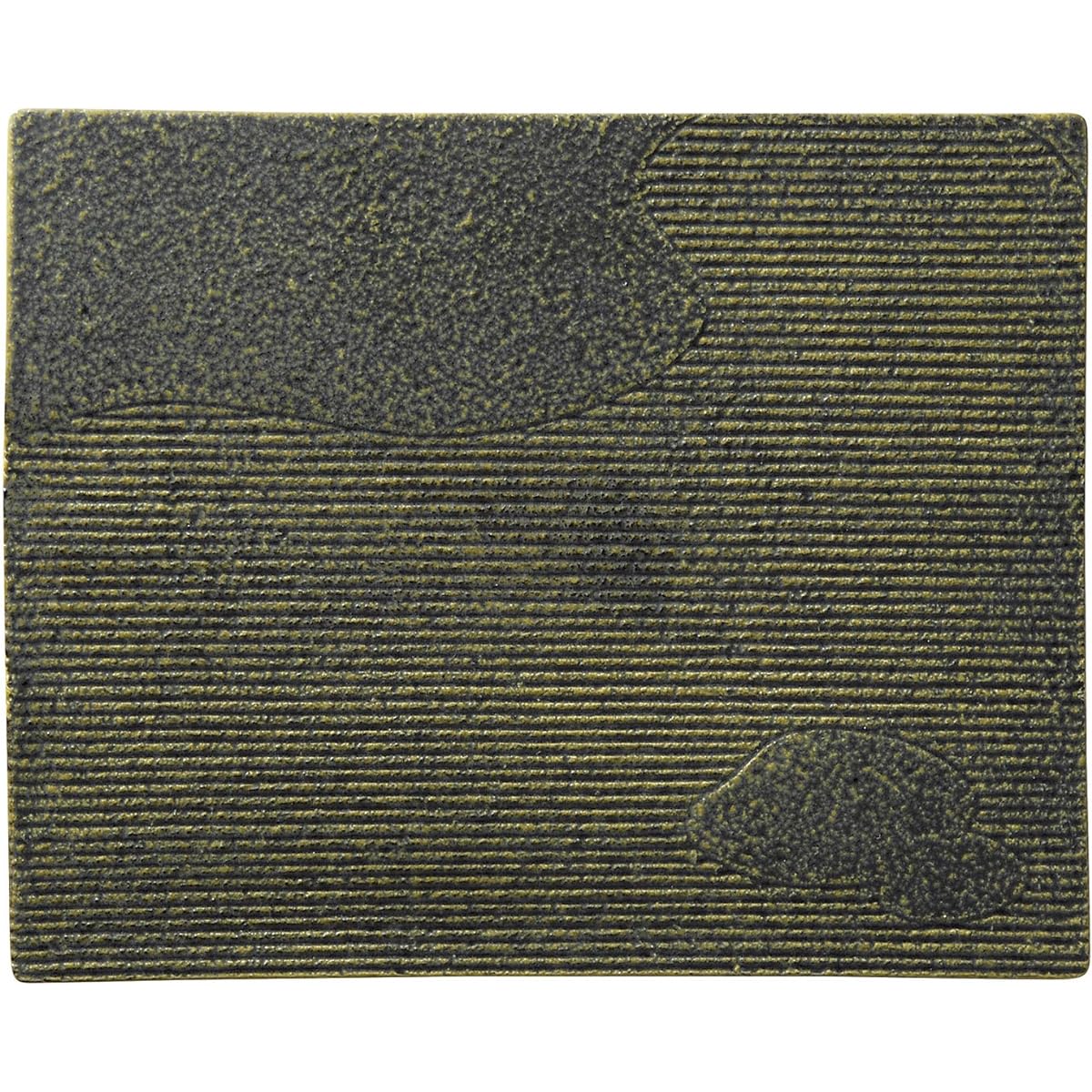 Koyo Pottery Long Plate Brown 32cm Flat Long Square Plate Moss Landscape Pattern 53772001