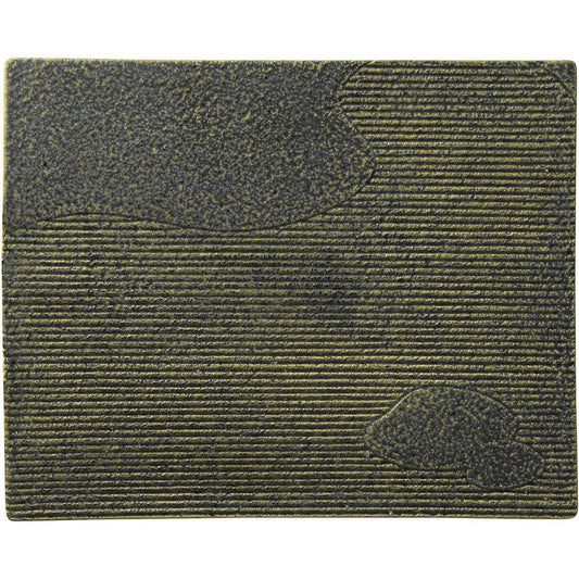 Koyo Pottery Long Plate Brown 32cm Flat Long Square Plate Moss Landscape Pattern 53772001