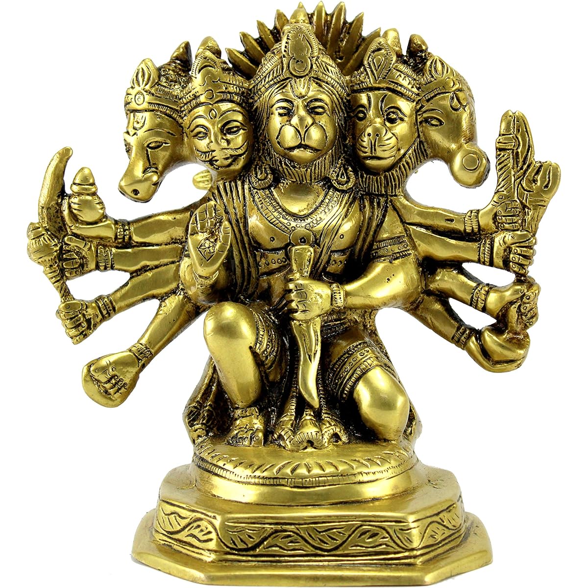 eSplanade Brass Panchmukhi Hanuman Anjaneya Pavan Putra Bhajan Bali Idol Murti Moti Statue 7 Inches