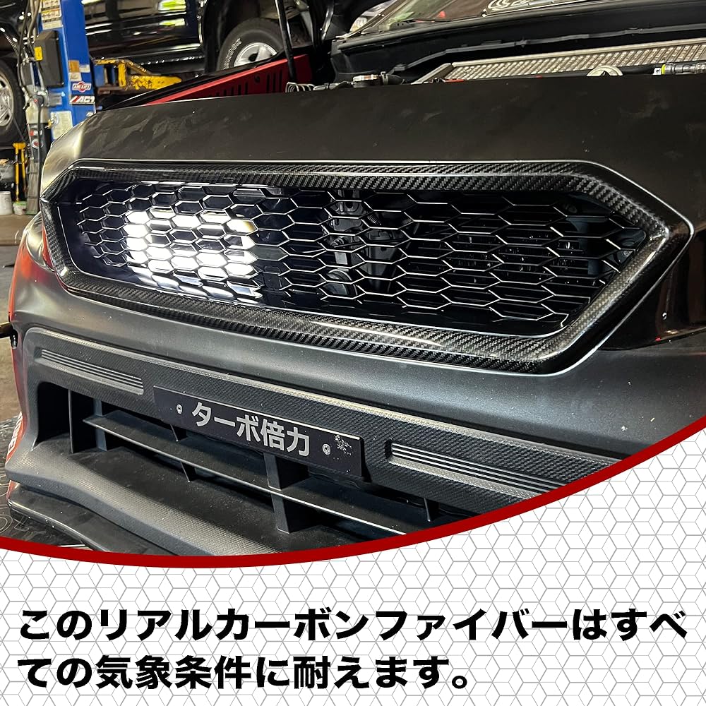 GOGOCARBON Replacement Upper Front Bumper Grille Carbon Fiber Frame ABS Honeycomb Pattern Mesh Interchangeable for WRX STI VAB/WRX S4 VAG 2018-2021 SUBARU UV Clear Coating Aggressive Appearance Screws Included