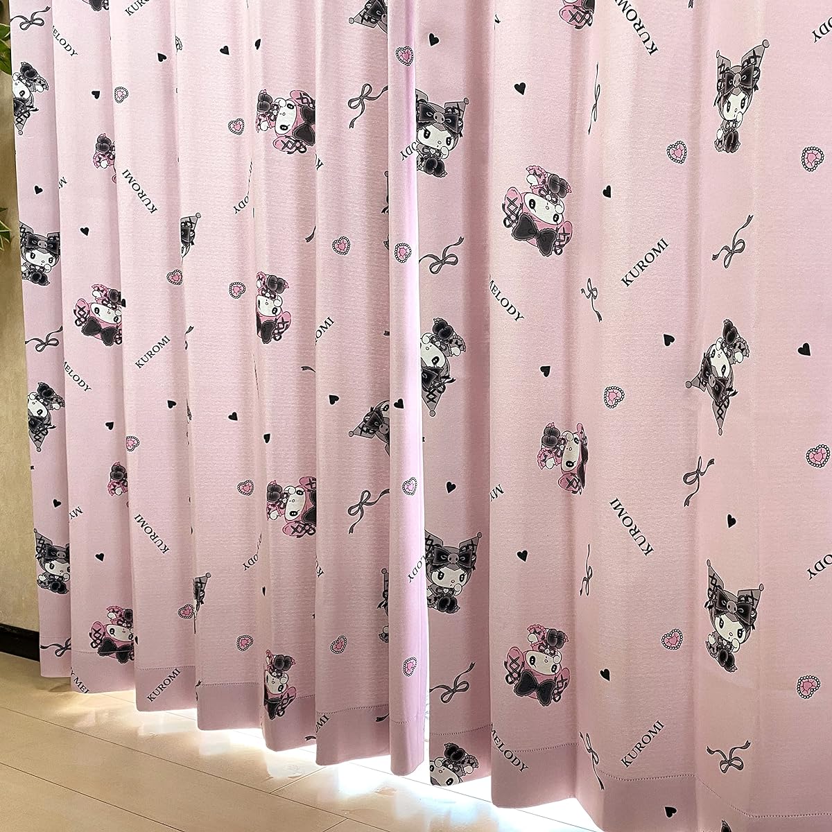 Sanrio Kuromi My Melody Midnight Merokuro 2nd Grade Blackout Heat Shielding Curtain Width 100 x 135cm Length Set of 2 Sanrio SANRIO My Melody Washable Character SB-617-S