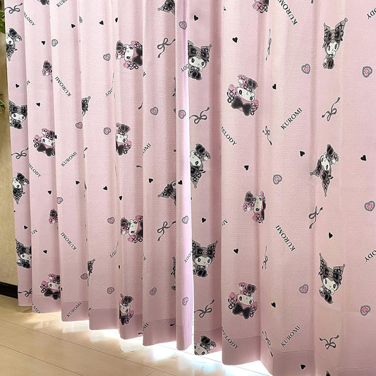 Sanrio Kuromi My Melody Midnight Merokuro 2nd Grade Blackout Heat Shielding Curtain Width 100 x 135cm Length Set of 2 Sanrio SANRIO My Melody Washable Character SB-617-S