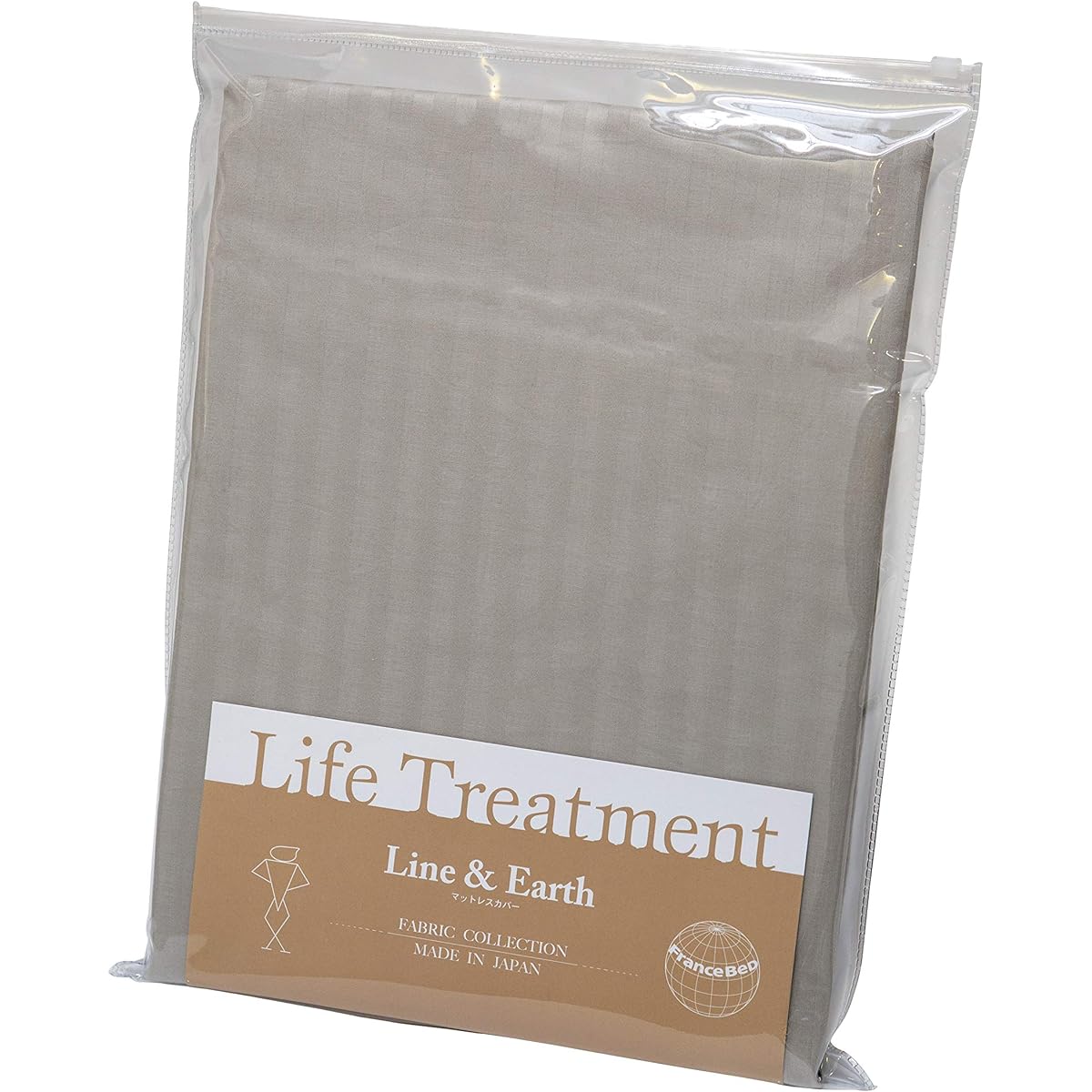 [Authentic French Bed Product] Mattress Cover Gray Double (140x195x35cm) "Line & Earth Fitted Sheet" 100% Cotton (Dobby Weave) Compatible with Mattress Thickness 30cm Made in Japan 36655370