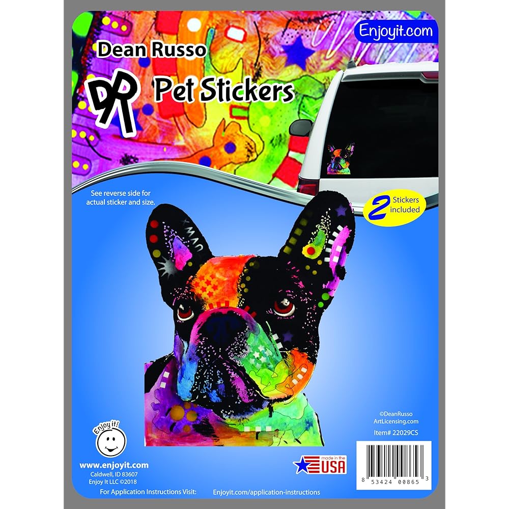 ENJOY it Dean Russo French bulldog car sticker, 2 pieces