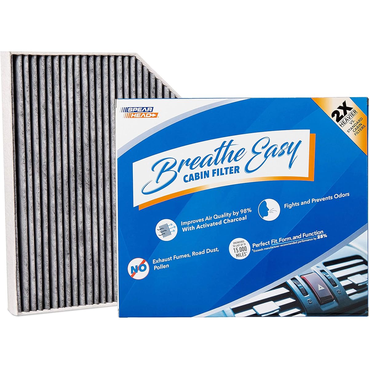 Spearhead Premium Breathe Easy Cabin Filter, Up to 25% Longer Life w/Activated Carbon (BE-179)
